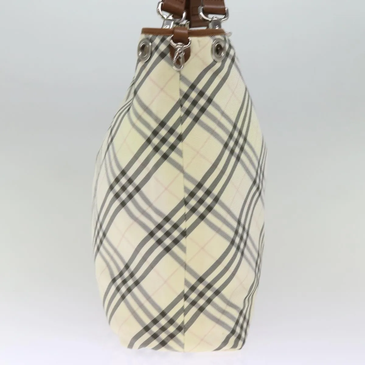 BURBERRY Nova Check Blue Label Tote Bag Canvas Reversible Beige Auth bs14692
