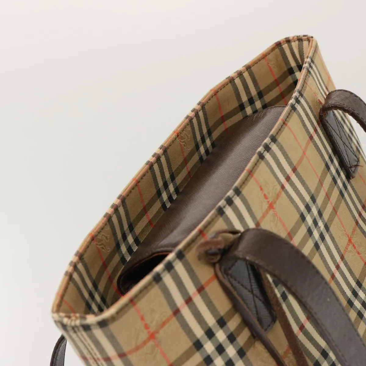 BURBERRY Nova Check Tote Bag Canvas Beige Black Auth ep4012