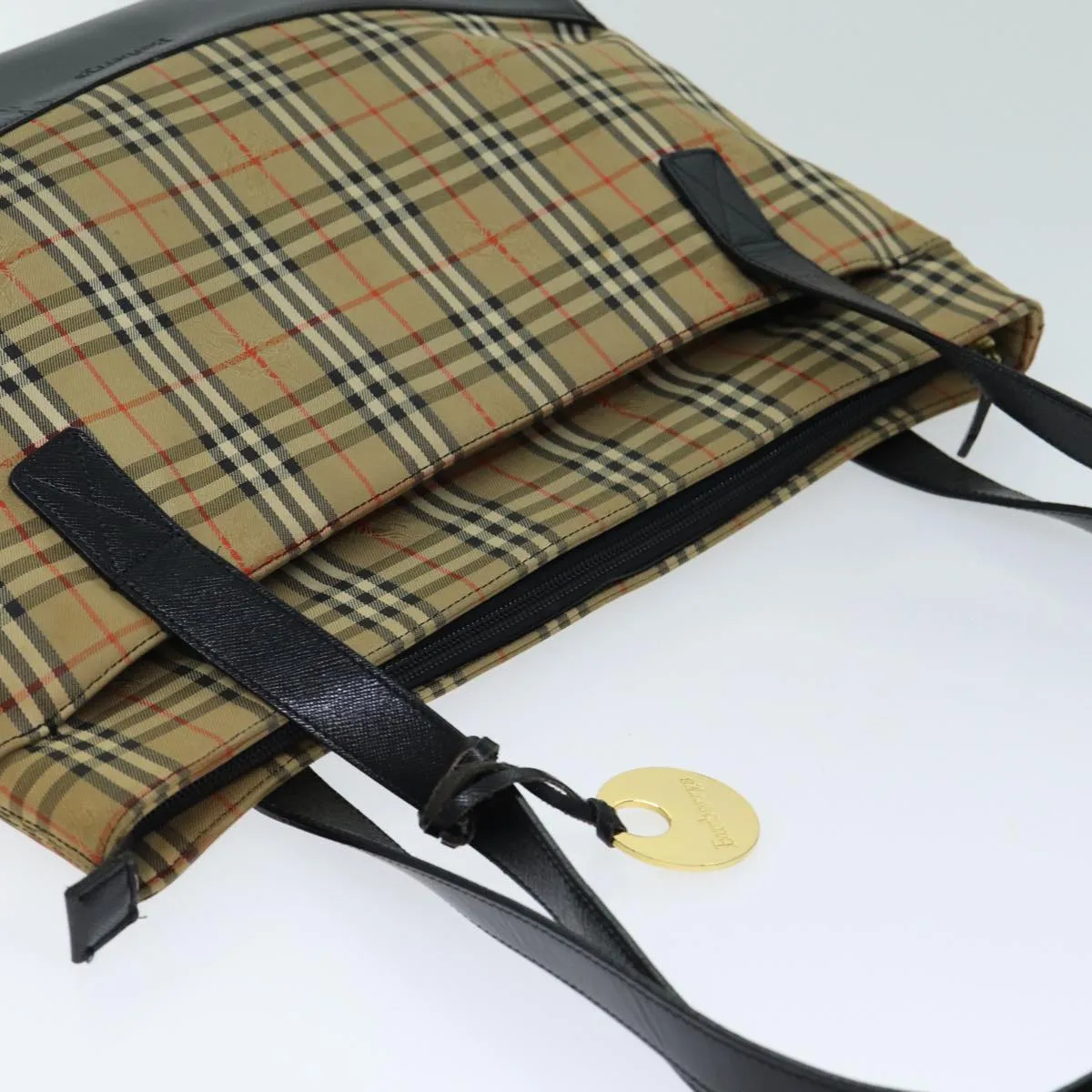 BURBERRYSs Nova Check Tote Bag Canvas Beige Auth ep4691