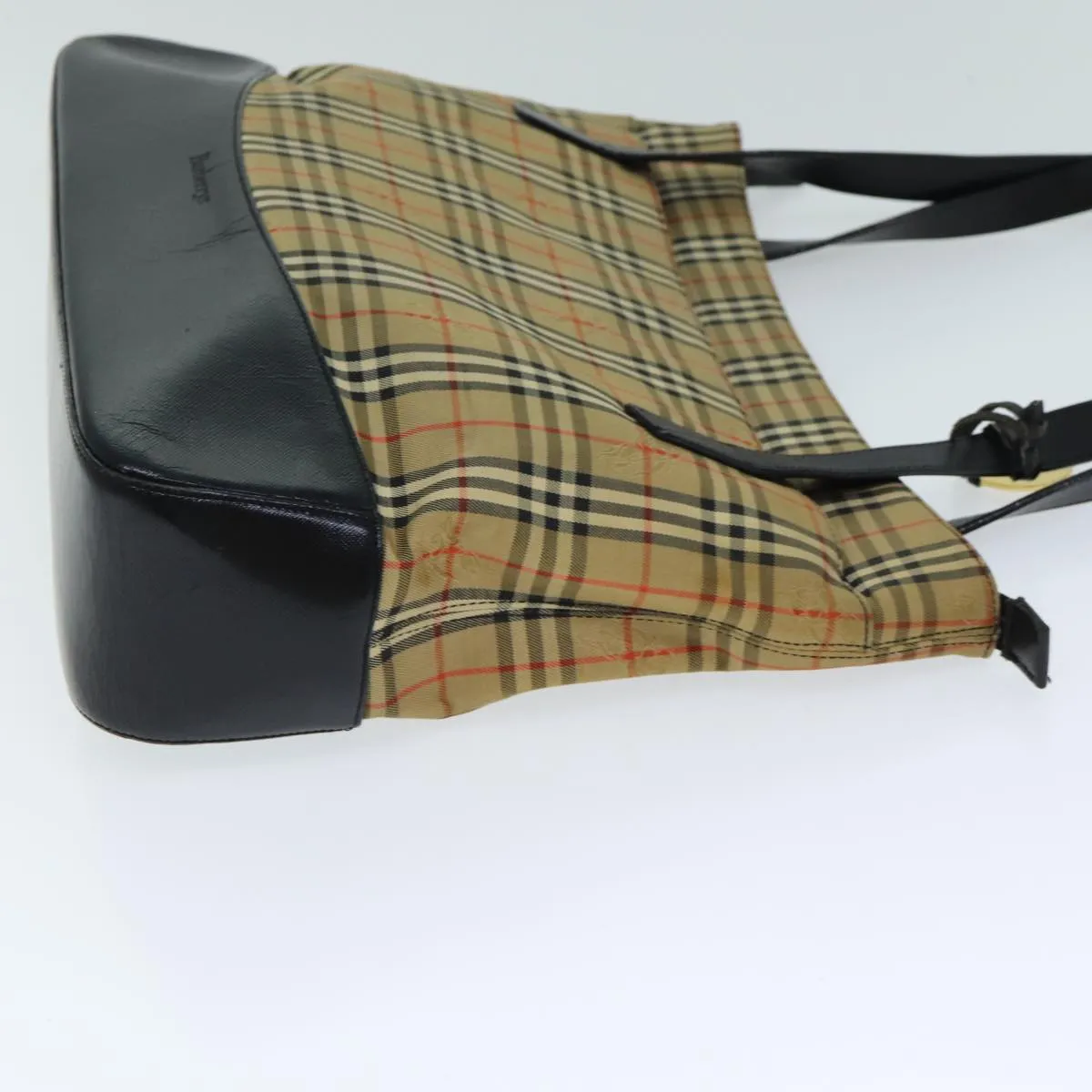 BURBERRYSs Nova Check Tote Bag Canvas Beige Auth ep4691