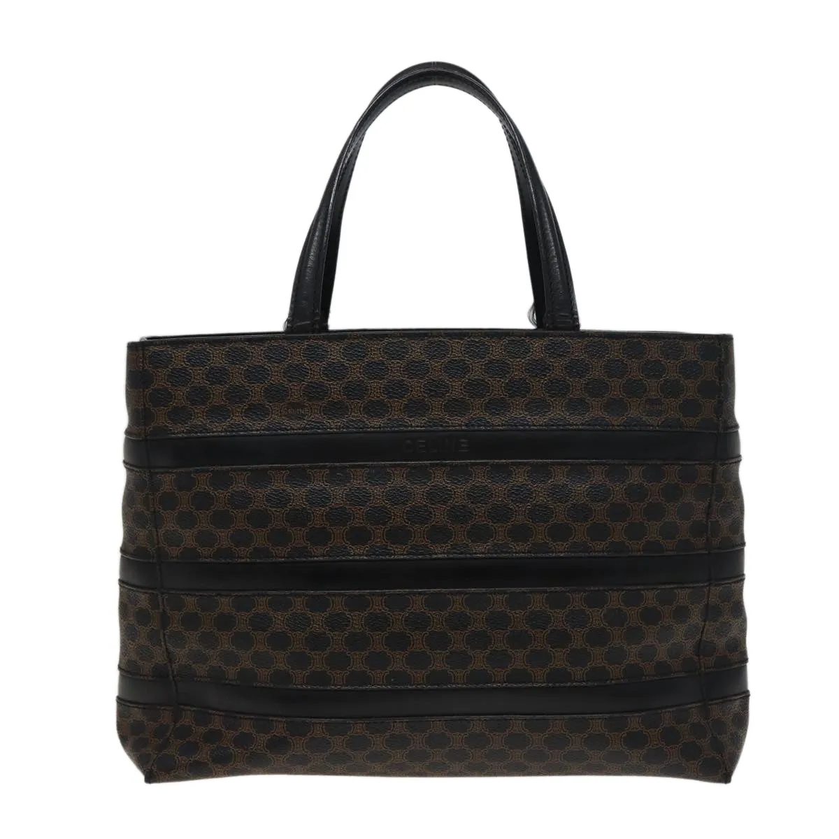 CELINE Macadam Canvas Tote Bag PVC Black Auth 78829