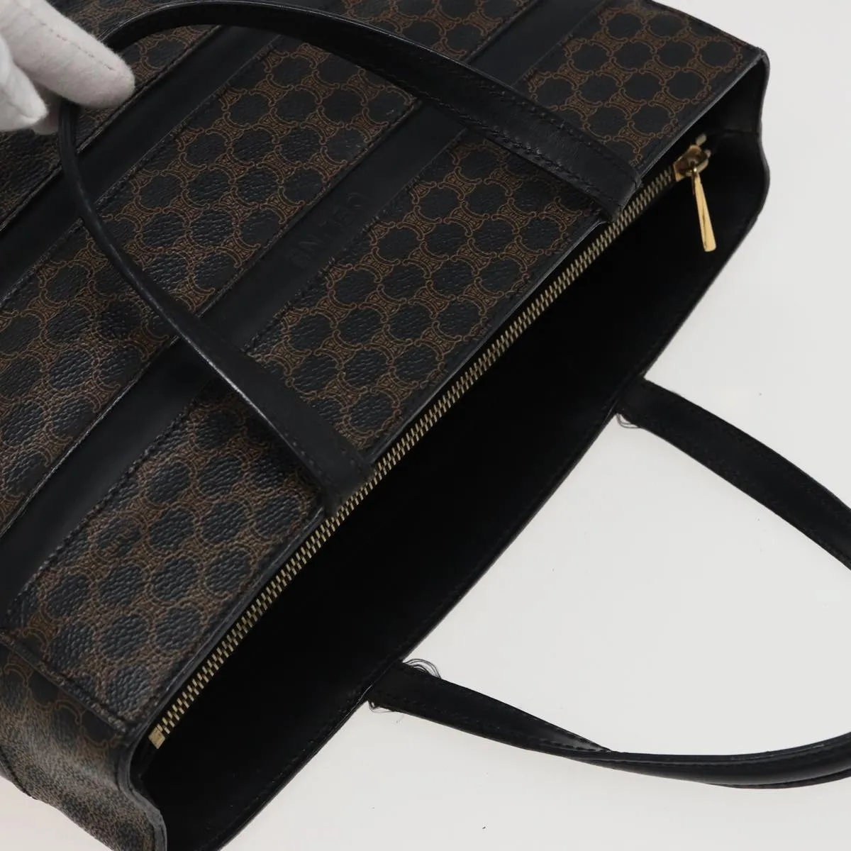 CELINE Macadam Canvas Tote Bag PVC Black Auth 78829