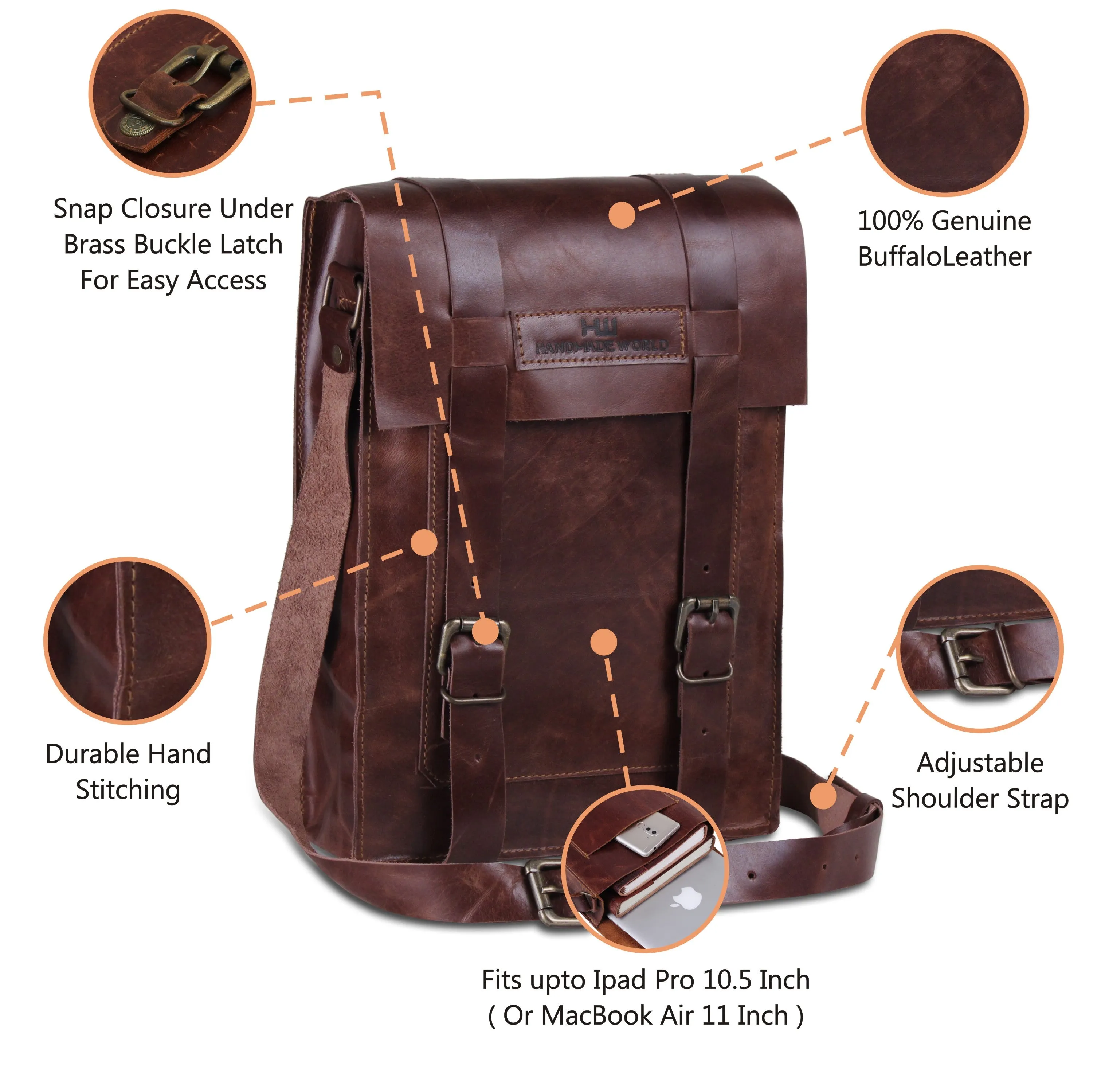 iPad Buffalo Leather Messenger Bag