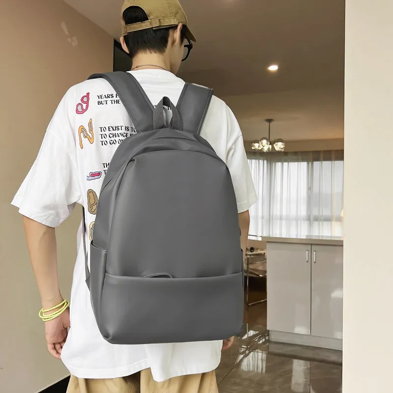 Leather Backpack Women's Korean Style All-Matching School Bag Men's High School and College Student Backpack Fashion