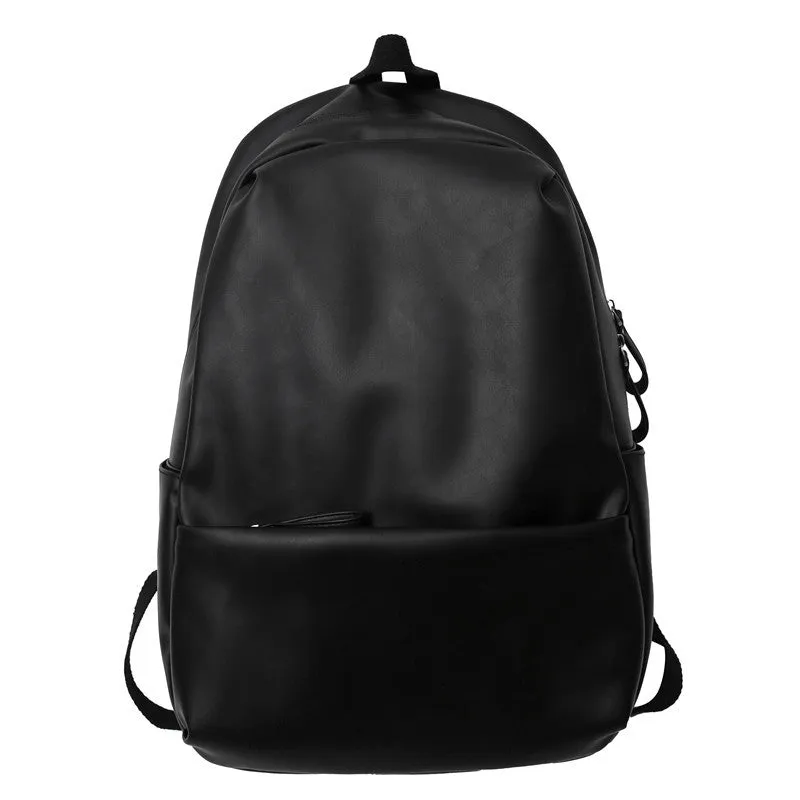 Leather Backpack Women's Korean Style All-Matching School Bag Men's High School and College Student Backpack Fashion