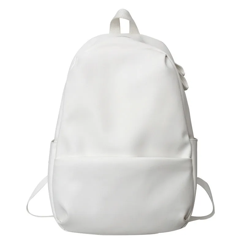 Leather Backpack Women's Korean Style All-Matching School Bag Men's High School and College Student Backpack Fashion