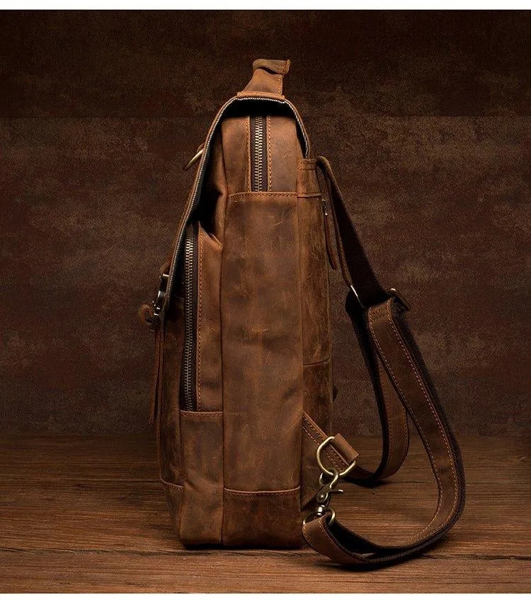 Woosir Mens Leather Backpack with Laptop Compartment
